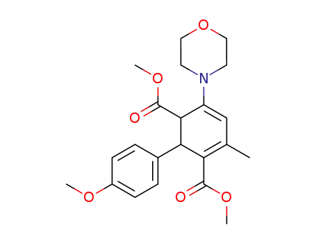 Molecular Structure of 142592-04-9 (2-(4-Methoxy-phenyl)-4-methyl-6-morpholin-4-yl-cyclohexa-3,5-diene-1,3-dicarboxylic acid dimethyl ester)