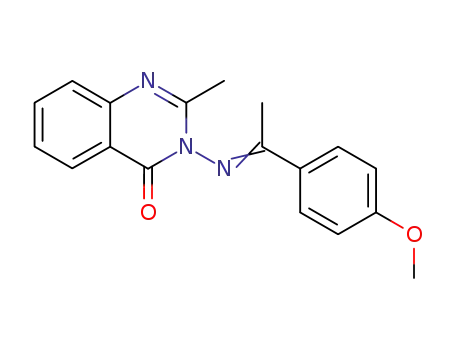 Molecular Structure of 141736-10-9 (4(3H)-Quinazolinone,
3-[[1-(4-methoxyphenyl)ethylidene]amino]-2-methyl-)