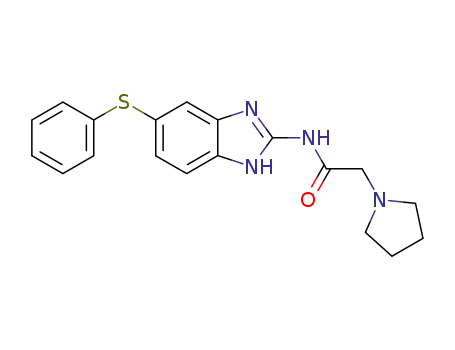 Molecular Structure of 125422-42-6 (2-(1-Pyrrolidinoacetylamino)-5<sup>(6)</sup>-phenylthiobenzimidazole)