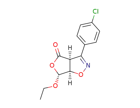 Molecular Structure of 113003-51-3 ((3aS,6R,6aR)-3-(4-Chloro-phenyl)-6-ethoxy-6,6a-dihydro-3aH-furo[3,4-d]isoxazol-4-one)