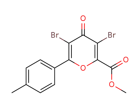 Molecular Structure of 139266-56-1 (methyl 3,5-dibromo-6-(4-methylphenyl)-4-oxo-pyran-2-carboxylate)