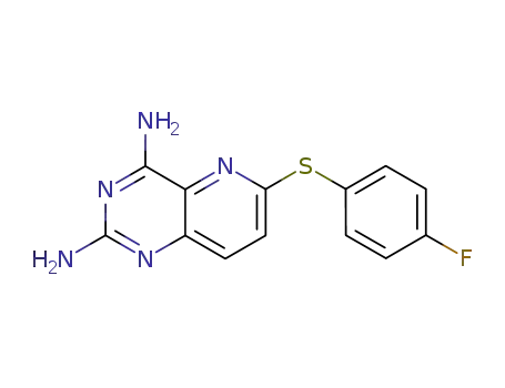 Molecular Structure of 95095-96-8 (Pyrido[3,2-d]pyrimidine-2,4-diamine, 6-[(4-fluorophenyl)thio]-)