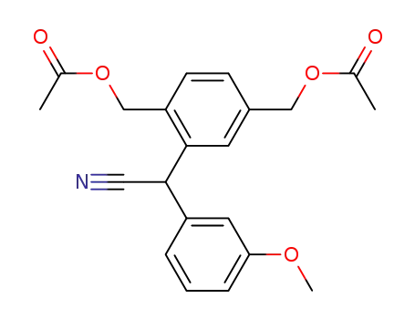 Molecular Structure of 106520-43-8 (Acetic acid 4-acetoxymethyl-2-[cyano-(3-methoxy-phenyl)-methyl]-benzyl ester)