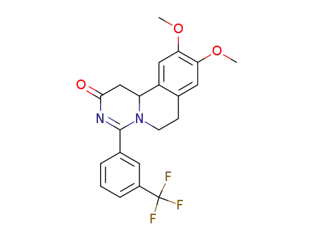 Molecular Structure of 92666-79-0 (2H-Pyrimido[6,1-a]isoquinolin-2-one,
1,6,7,11b-tetrahydro-9,10-dimethoxy-4-[3-(trifluoromethyl)phenyl]-)