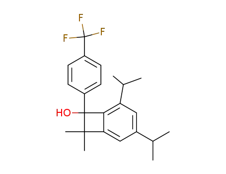 Molecular Structure of 84559-63-7 (Bicyclo[4.2.0]octa-1,3,5-trien-7-ol,
8,8-dimethyl-3,5-bis(1-methylethyl)-7-[4-(trifluoromethyl)phenyl]-)