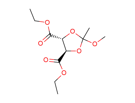 Molecular Structure of 134745-01-0 (diethyl (4R)-trans-2-methoxy-2-methyl-1,3-dioxolan-4,5-dicarboxylate)