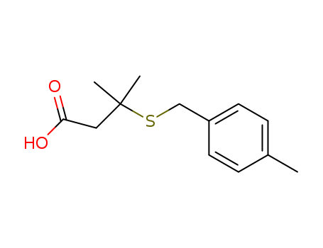 Molecular Structure of 104532-40-3 (Butanoic acid, 3-methyl-3-[[(4-methylphenyl)methyl]thio]-)