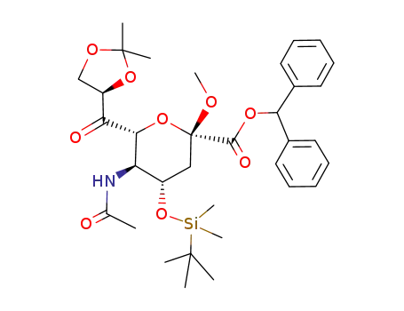 diphenylmethyl <methyl 5-acetamido-4-O-(tert-butyldimethylsilyl)-3,5-dideoxy-8,9-O-(1-methylethylidene)-β-D-glycero-L-arabino-2,7-nondiulopyranosid>onate