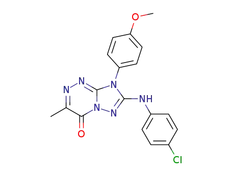 Molecular Structure of 96546-36-0 ([1,2,4]Triazolo[5,1-c][1,2,4]triazin-4(8H)-one,
7-[(4-chlorophenyl)amino]-8-(4-methoxyphenyl)-3-methyl-)