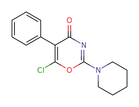 Molecular Structure of 128118-65-0 (6-Chloro-5-phenyl-2-piperidin-1-yl-[1,3]oxazin-4-one)