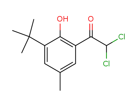 Molecular Structure of 127354-45-4 (ω,ω-Dichloro-2-hydroxy-3-tert-butyl-5-methylacetophenone)