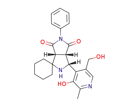 Molecular Structure of 117088-35-4 (4'-(3-hydroxy-5-hydroxymethyl-2-methylpyridin-4-yl)-6',8'-dioxo-7'-phenylspiro(cyclohexane-1,2'-<3',7'>diazabicyclo-<3.3.0>octane))