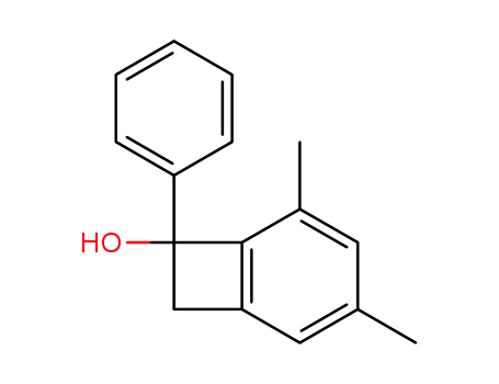 Molecular Structure of 33574-14-0 (3,5-Dimethyl-7-phenyl-bicyclo[4.2.0]octa-1<sup>(6)</sup>,2,4-trien-7-ol)