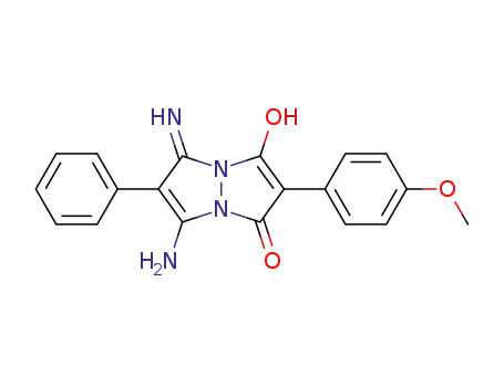 Molecular Structure of 106367-49-1 (7-Amino-3-hydroxy-5-imino-2-(4-methoxy-phenyl)-6-phenyl-5H-pyrazolo[1,2-a]pyrazol-1-one)