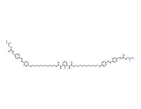 Molecular Structure of 144533-31-3 (bis<(S)-2-methylbutyl> 3,3'-<2-methyl-1,3-phenylenebis(iminocarbonyloxyundecamethyleneoxy-p-phenylenemethylidynenitrilo-p-phenylene)>bis<(S)-2-propenoate>)