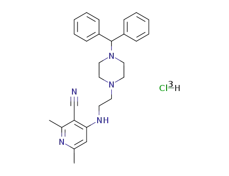 3-Pyridinecarbonitrile, 2,6-dimethyl-4-((2-(4-(diphenylmethyl)-1-piperazinyl)ethyl)amino)-, trihydrochloride