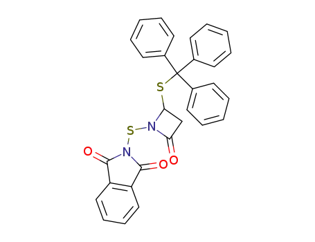 Molecular Structure of 100239-07-4 (2-(2-Oxo-4-tritylsulfanyl-azetidin-1-ylsulfanyl)-isoindole-1,3-dione)