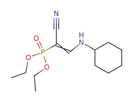 Molecular Structure of 98934-45-3 (((Z)-1-Cyano-2-cyclohexylamino-vinyl)-phosphonic acid diethyl ester)