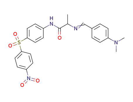 Molecular Structure of 78428-72-5 (Propanamide,
2-[[[4-(dimethylamino)phenyl]methylene]amino]-N-[4-[(4-nitrophenyl)sulf
onyl]phenyl]-)