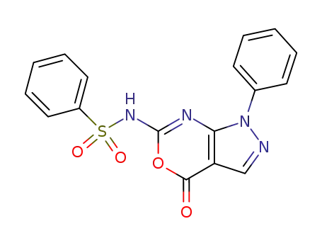 Molecular Structure of 81066-79-7 (N-(4-Oxo-1-phenyl-1,4-dihydro-pyrazolo[3,4-d][1,3]oxazin-6-yl)-benzenesulfonamide)