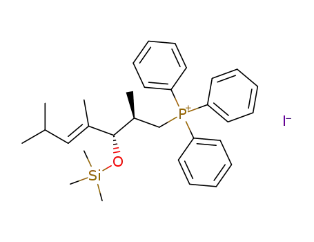 Molecular Structure of 136152-11-9 (Triphenyl-((E)-(2R,3S)-2,4,6-trimethyl-3-trimethylsilanyloxy-hept-4-enyl)-phosphonium; iodide)