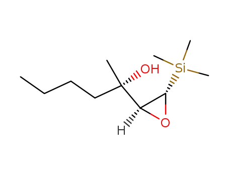 Molecular Structure of 136233-98-2 ((S)-2-((2S,3S)-3-Trimethylsilanyl-oxiranyl)-hexan-2-ol)