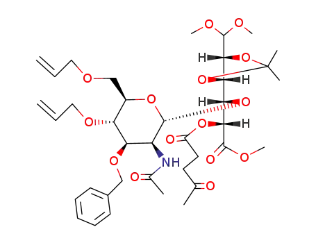 methyl 4-O-(2-acetamido-4,6-di-O-allyl-3-O-benzyl-2-deoxy-α-D-glucopyranosyl)-2,3-O-isopropylidene-5-O-levulinoyl-aldehydo-L-iduronate dimethyl acetal