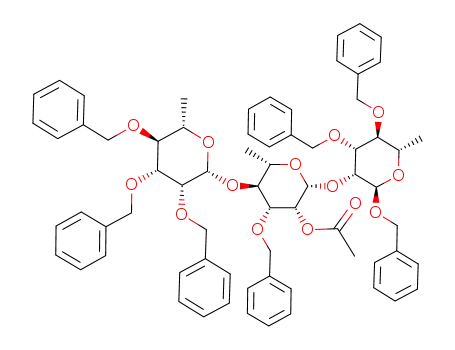 Benzyl O-(2,3,4-tri-O-benzyl-β-L-rhamnopyranosyl)-(1->4)-O-(2-O-acetyl-3-O-benzyl-β-L-rhamnopyranosyl)-(1->2)-3,4-di-O-benzyl-α-L-rhamnopyranosid