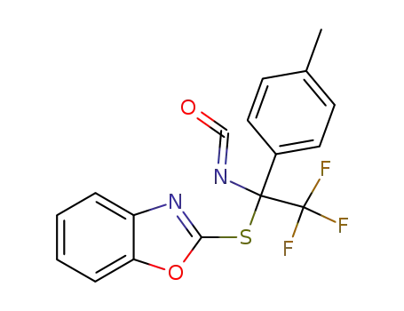 Molecular Structure of 141264-45-1 (Benzoxazole,
2-[[2,2,2-trifluoro-1-isocyanato-1-(4-methylphenyl)ethyl]thio]-)