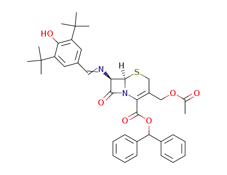 (6<i>R</i>)-3-acetoxymethyl-7<i>t</i>-(3,5-di-<i>tert</i>-butyl-4-hydroxy-benzylideneamino)-8-oxo-(6<i>r</i><i>H</i>)-5-thia-1-aza-bicyclo[4.2.0]oct-2-ene-2-carboxylic acid benzhydryl ester