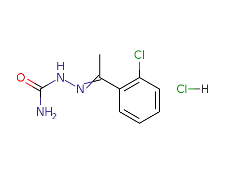 Molecular Structure of 133662-17-6 ((2E)-2-[1-(2-chlorophenyl)ethylidene]hydrazinecarboxamide hydrochloride (1:1))