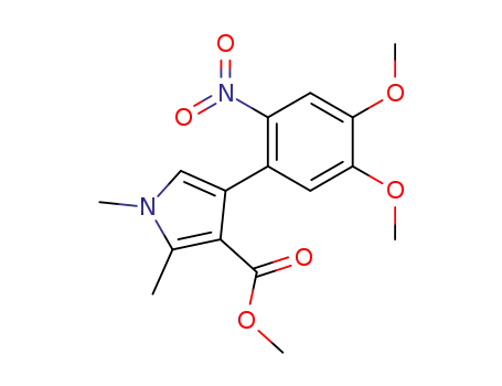 Molecular Structure of 117648-83-6 (methyl 4-(4,5-dimethoxy-2-nitro-phenyl)-1,2-dimethyl-pyrrole-3-carboxy late)