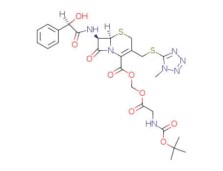 (6<i>R</i>)-7<i>t</i>-((<i>R</i>)-2-hydroxy-2-phenyl-acetylamino)-3-(1-methyl-1<i>H</i>-tetrazol-5-ylsulfanylmethyl)-8-oxo-(6<i>r</i><i>H</i>)-5-thia-1-aza-bicyclo[4.2.0]oct-2-ene-2-carboxylic acid <i>N</i>-<i>tert</i>-butoxycarbonyl-glycyloxymethyl ester