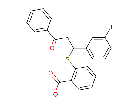 Molecular Structure of 80824-90-4 (2-[1-(3-Iodo-phenyl)-3-oxo-3-phenyl-propylsulfanyl]-benzoic acid)