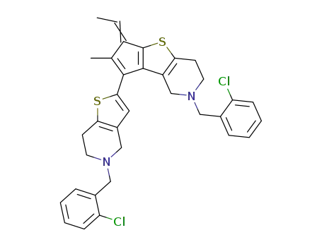 2-(2-Chloro-benzyl)-8-[5-(2-chloro-benzyl)-4,5,6,7-tetrahydro-thieno[3,2-c]pyridin-2-yl]-6-eth-(E)-ylidene-7-methyl-2,3,4,6-tetrahydro-1H-cyclopenta[4,5]thieno[3,2-c]pyridine