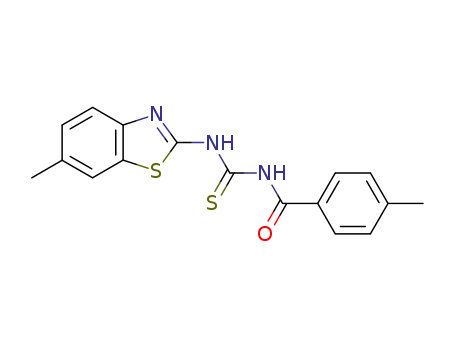 Molecular Structure of 131120-14-4 (N-(6-methyl-1,3-benzothiazol-2-yl)-N'-(4-methylbenzoyl)thiourea)