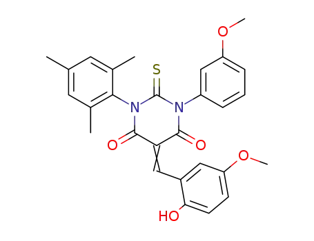 4,6(1H,5H)-Pyrimidinedione, dihydro-5-((2-hydroxy-5-methoxyphenyl)methylene)-1-(3-methoxyphenyl)-2-thioxo-3-(2,4,6-trimethylphenyl)-