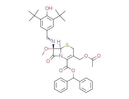 (6<i>R</i>)-3-acetoxymethyl-7<i>t</i>-(3,5-di-<i>tert</i>-butyl-4-hydroxy-benzylideneamino)-7<i>c</i>-methoxy-8-oxo-(6<i>r</i><i>H</i>)-5-thia-1-aza-bicyclo[4.2.0]oct-2-ene-2-carboxylic acid benzhydryl ester