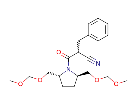Molecular Structure of 108138-92-7 (2-Benzyl-3-((2R,5R)-2,5-bis-methoxymethoxymethyl-pyrrolidin-1-yl)-3-oxo-propionitrile)