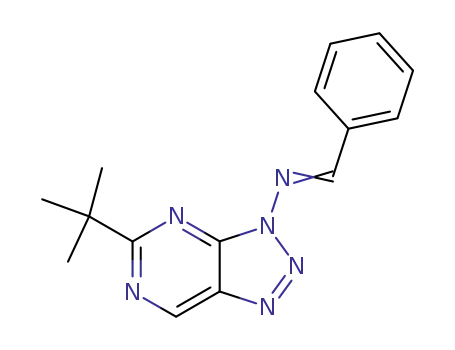 Molecular Structure of 112381-82-5 (3H-1,2,3-Triazolo[4,5-d]pyrimidin-3-amine,
5-(1,1-dimethylethyl)-N-(phenylmethylene)-)