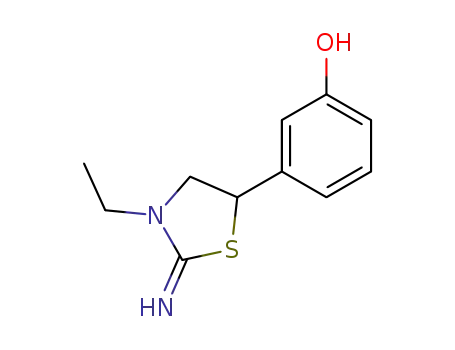 Molecular Structure of 119610-71-8 (3-[(2Z)-3-ethyl-2-imino-1,3-thiazolidin-5-yl]phenol)