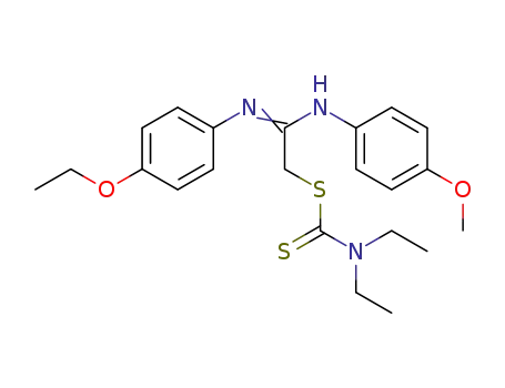 Molecular Structure of 105858-94-4 ((2E)-2-[(4-ethoxyphenyl)imino]-2-[(4-methoxyphenyl)amino]ethyl diethylcarbamodithioate)