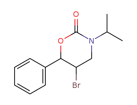 Molecular Structure of 88281-76-9 (2H-1,3-Oxazin-2-one, 5-bromotetrahydro-3-(1-methylethyl)-6-phenyl-)