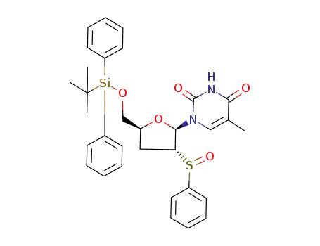 1-[(2R,3R,5S)-3-Benzenesulfinyl-5-(tert-butyl-diphenyl-silanyloxymethyl)-tetrahydro-furan-2-yl]-5-methyl-1H-pyrimidine-2,4-dione