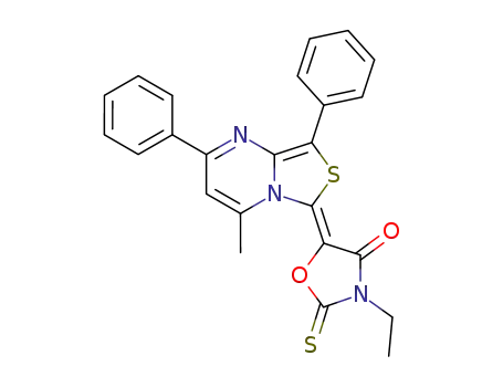 3-Ethyl-5-[4-methyl-2,8-diphenyl-thiazolo[3,4-a]pyrimidin-(6E)-ylidene]-2-thioxo-oxazolidin-4-one