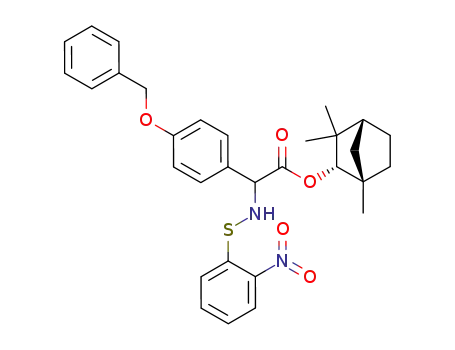 Molecular Structure of 103300-71-6 ((4-Benzyloxy-phenyl)-(2-nitro-phenylsulfanylamino)-acetic acid (1S,2S,4R)-1,3,3-trimethyl-bicyclo[2.2.1]hept-2-yl ester)