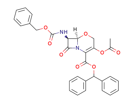 (6<i>R</i>)-3-acetoxy-7<i>t</i>-benzyloxycarbonylamino-8-oxo-(6<i>r</i><i>H</i>)-5-oxa-1-aza-bicyclo[4.2.0]oct-2-ene-2-carboxylic acid benzhydryl ester