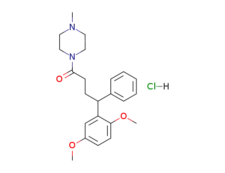 Molecular Structure of 104688-82-6 (1-[4-(2,5-dimethoxyphenyl)-4-phenylbutanoyl]-4-methylpiperazine hydrochloride)