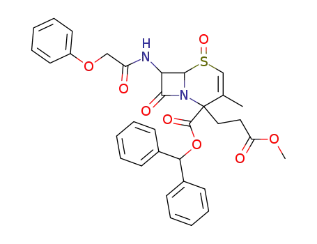 2-(2-Methoxycarbonyl-ethyl)-3-methyl-5,8-dioxo-7-(2-phenoxy-acetylamino)-5λ<sup>4</sup>-thia-1-aza-bicyclo[4.2.0]oct-3-ene-2-carboxylic acid benzhydryl ester