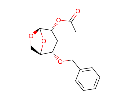 Molecular Structure of 102719-13-1 (.beta.-D-ribo-Hexopyranose, 1,6-anhydro-3-deoxy-4-O-(phenylmethyl)-, acetate)